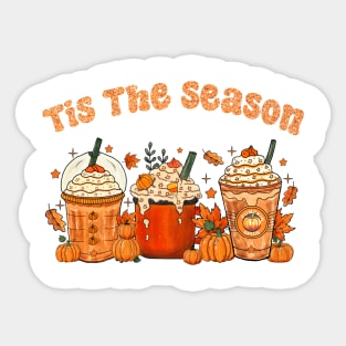 Tis The Season Latte Pumpkin Spice Leaf Fall Thanksgiving Sticker